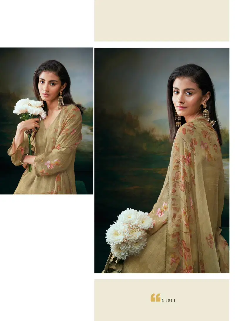 Harlett By Ganga Heavy Pure Linen Printed Dress Material Wholesalers In Delhi